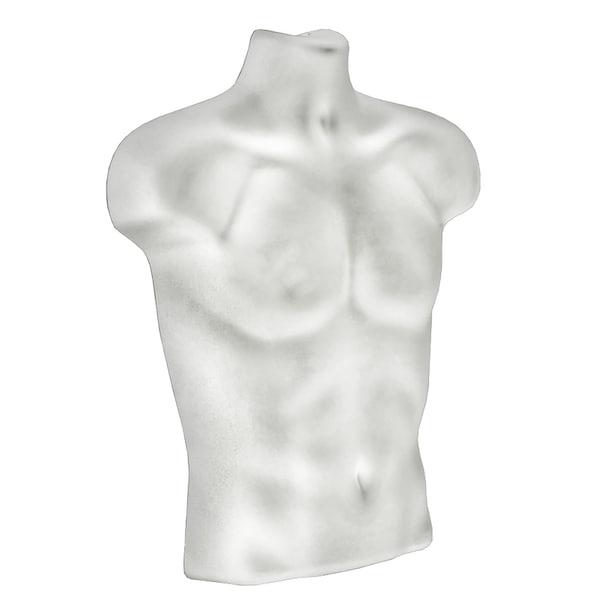 White Plastic Vacuum Form Male Bust, 20PK